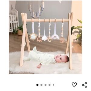 Wooden Baby Play Gym with Hanging Toys